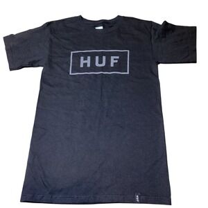 HUF Box Logo T Shirt Mens Extra Small - Size XS - Black Short Sleeve Graphic Tee